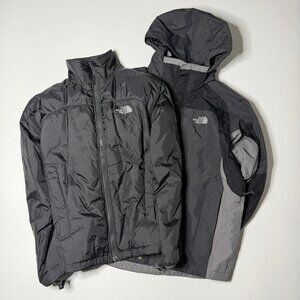 North Face Jacket Mens S Black HyVent Waterproof Zip 3 In 1 Lined Coat Outdoor